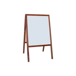 Dry Erase*Flipside Dry-Erase/Chalkboard Marquee Easel, 42", White/Black/Stained Wood (31210)
