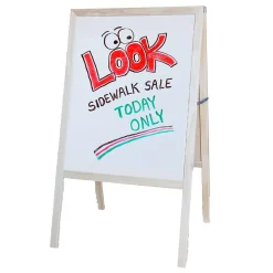 Dry Erase*Flipside Dry-Erase/Chalkboard Marquee Easel, 42", White/Black/Natural Wood (31200)
