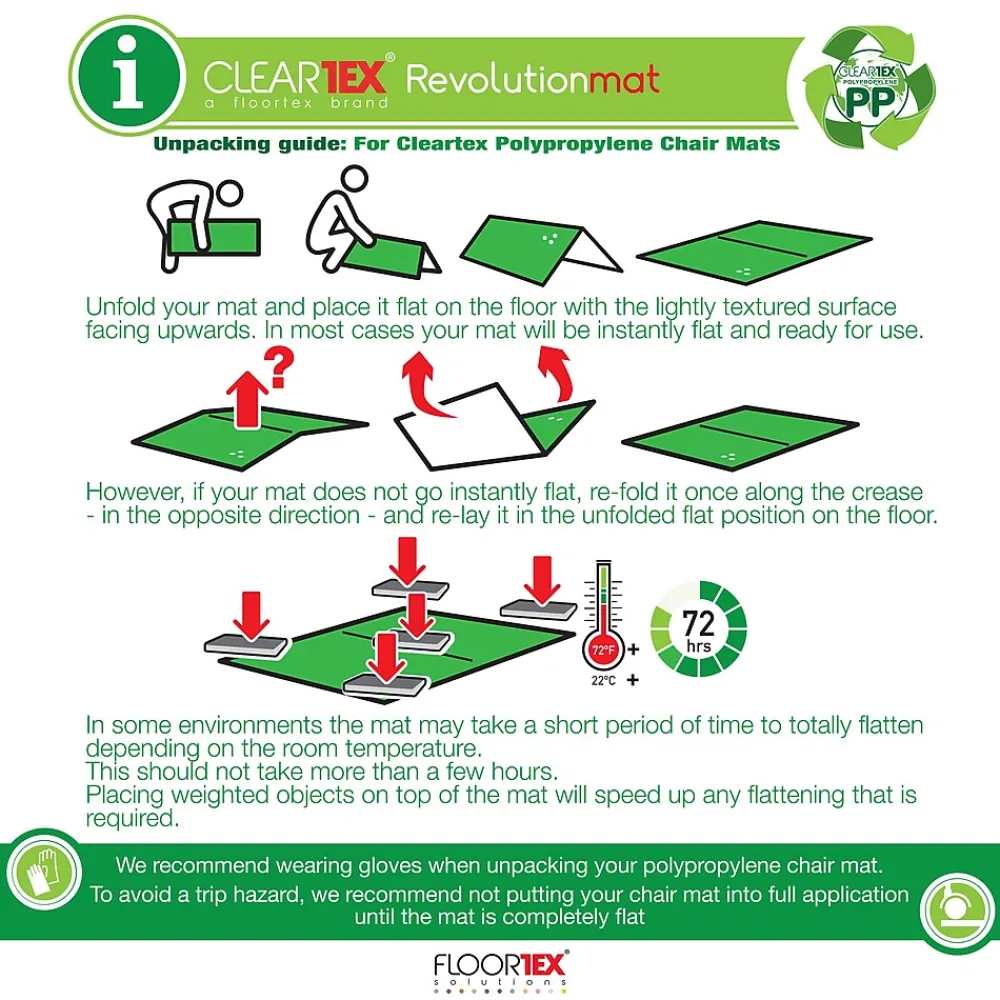 Chair Mats*Floortex Revolutionmat Hard Floor Chair Mat, 35" x 46", Translucent Polypropylene (NCMFLLAC0002)