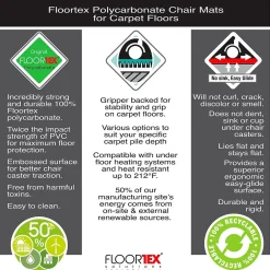 Chair Mats*Floortex Ultimat Carpet Chair Mat with Lip, 48