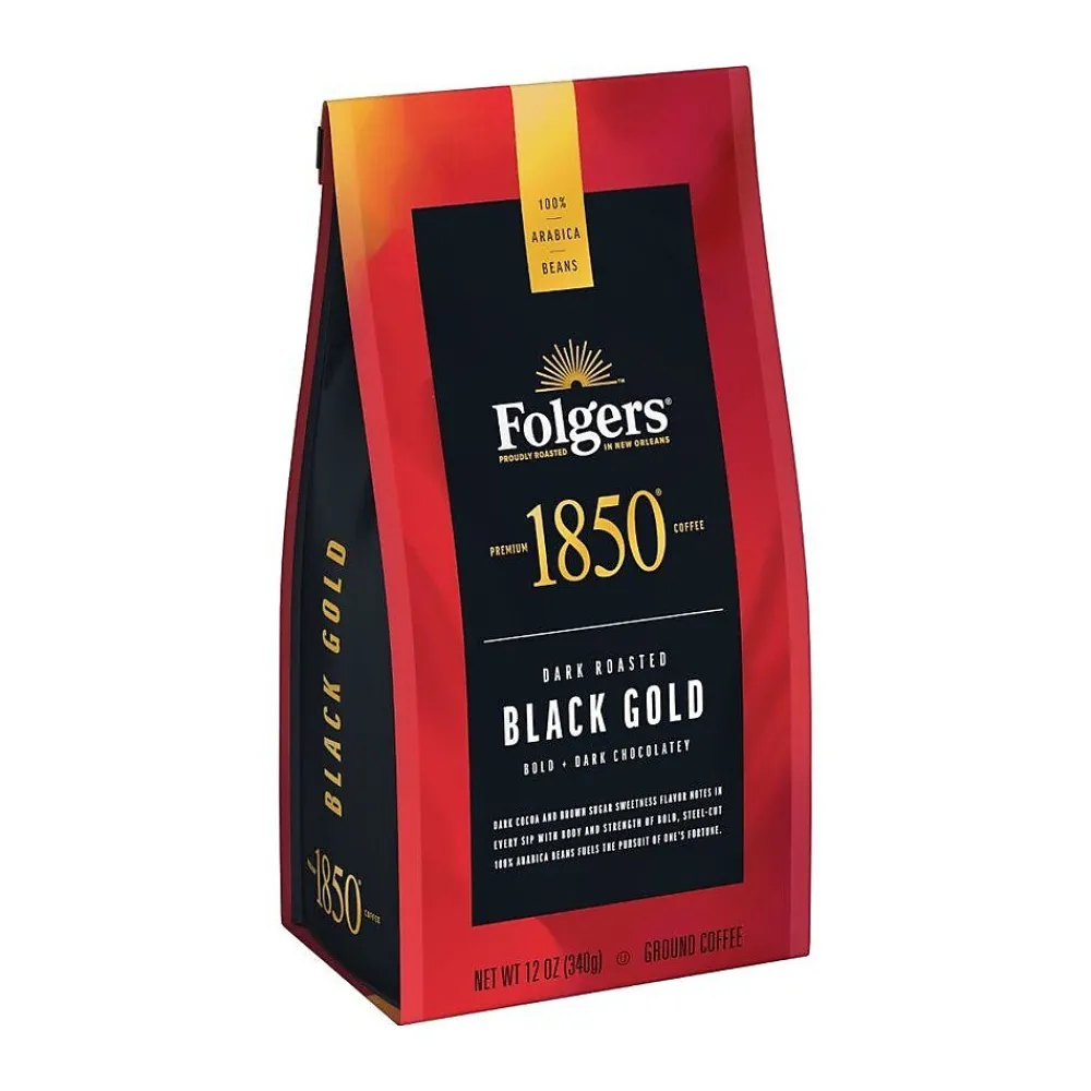 1850 Folgers Black Gold Caffeinated Ground Coffee, Dark Roast, 12 oz. (SMU60516)