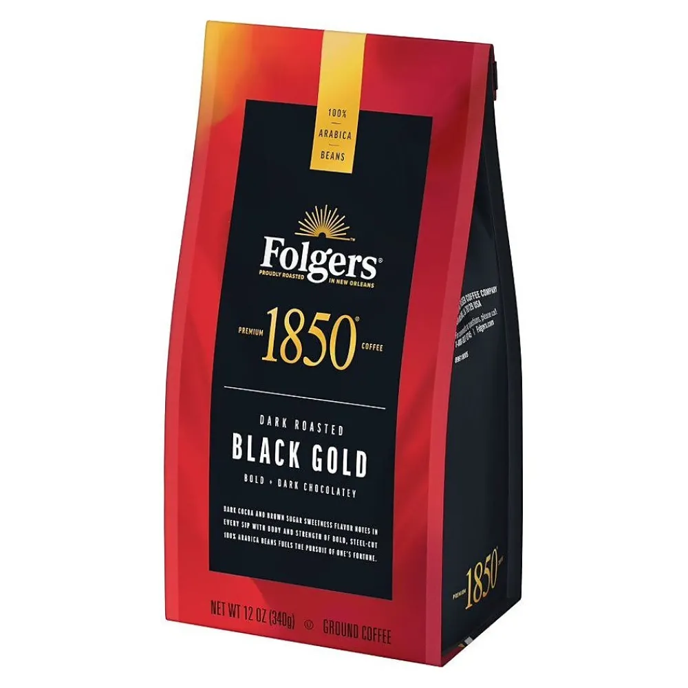 1850 Folgers Black Gold Caffeinated Ground Coffee, Dark Roast, 12 oz. (SMU60516)