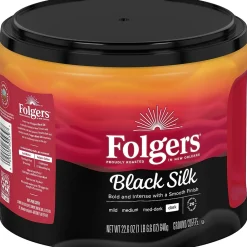 Folgers Black Silk Ground Coffee, Dark Roast, 22.6 oz. (02054)