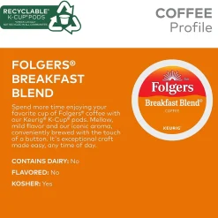 Folgers Breakfast Blend Coffee, Light Roast, 0.24 oz. Keurig® K-Cup® Pods, 24/Box (000370677/6684)
