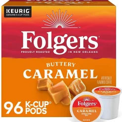 Folgers Buttery Caramel Coffee, Keurig K-Cup Pod, Medium Roast, 24/Box, 4 Boxes/Carton (6680CT)