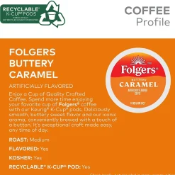 Folgers Buttery Caramel Coffee, Keurig K-Cup Pod, Medium Roast, 24/Box, 4 Boxes/Carton (6680CT)