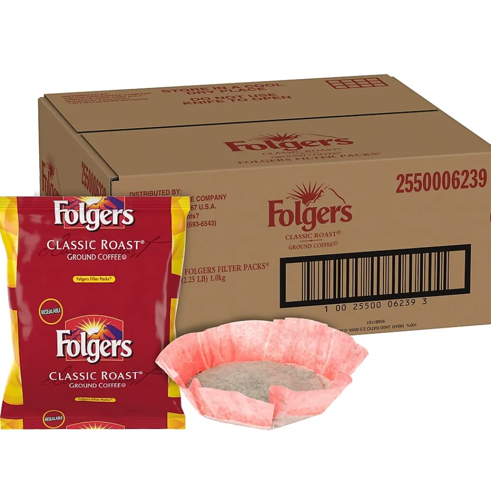 Folgers Classic Roast Ground Coffee, Medium Roast, Filter Packs, 40/Carton (PRO22142)