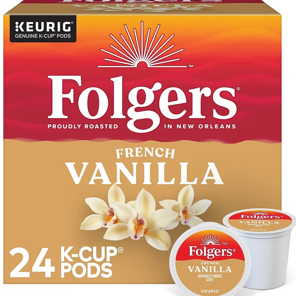 Folgers French Vanilla Coffee, Medium Roast, 0.31 oz. Keurig® K-Cup® Pods, 24/Box (6661)