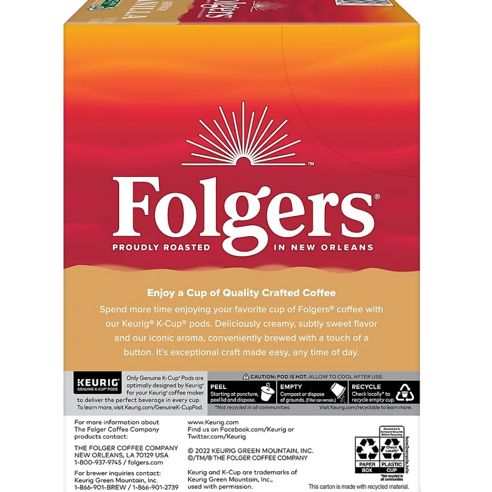 Folgers French Vanilla Coffee, Medium Roast, 0.31 oz. Keurig® K-Cup® Pods, 24/Box (6661)
