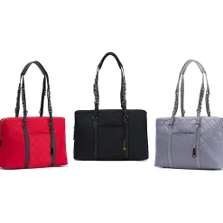 No. 5 Classic Gray Quilted Nylon Laptop Tote (FFTGYNO5)<Francine Collection Online