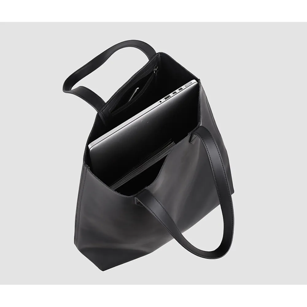 s Made Easy Leather 15.6 Laptop Tote, Black (FCTBLKMADE)<Francine Collection