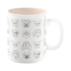 Doodle Dog Ceramic Coffee Mug, 16 oz., White/Blush (399078)<Fringe Sale