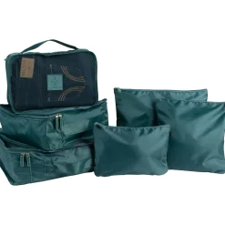 6-Piece Fabric Travel Pouch Set, Water Resistant, Emerald (27105-EMERALD)<G Force Discount
