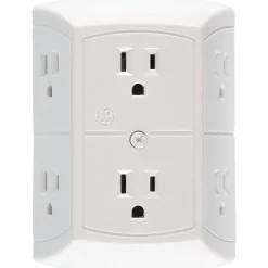 GE 15 Amp 6 Outlet In-wall Adapter, White (JASHEP50759)