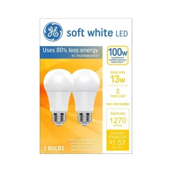 GE Basic 13 Watt Soft White LED neral-Purpose Bulb, 2/Pack (93131322)