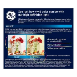 GE Reveal 8 Watt Warm White LED neral-Purpose Bulb, 2/Pack (93129441)