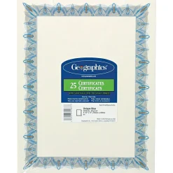 Awards & Certificates*Geographics Achievement Certificates, 8.5" x 11", Blue/White, 25/Pack (GEO39087)