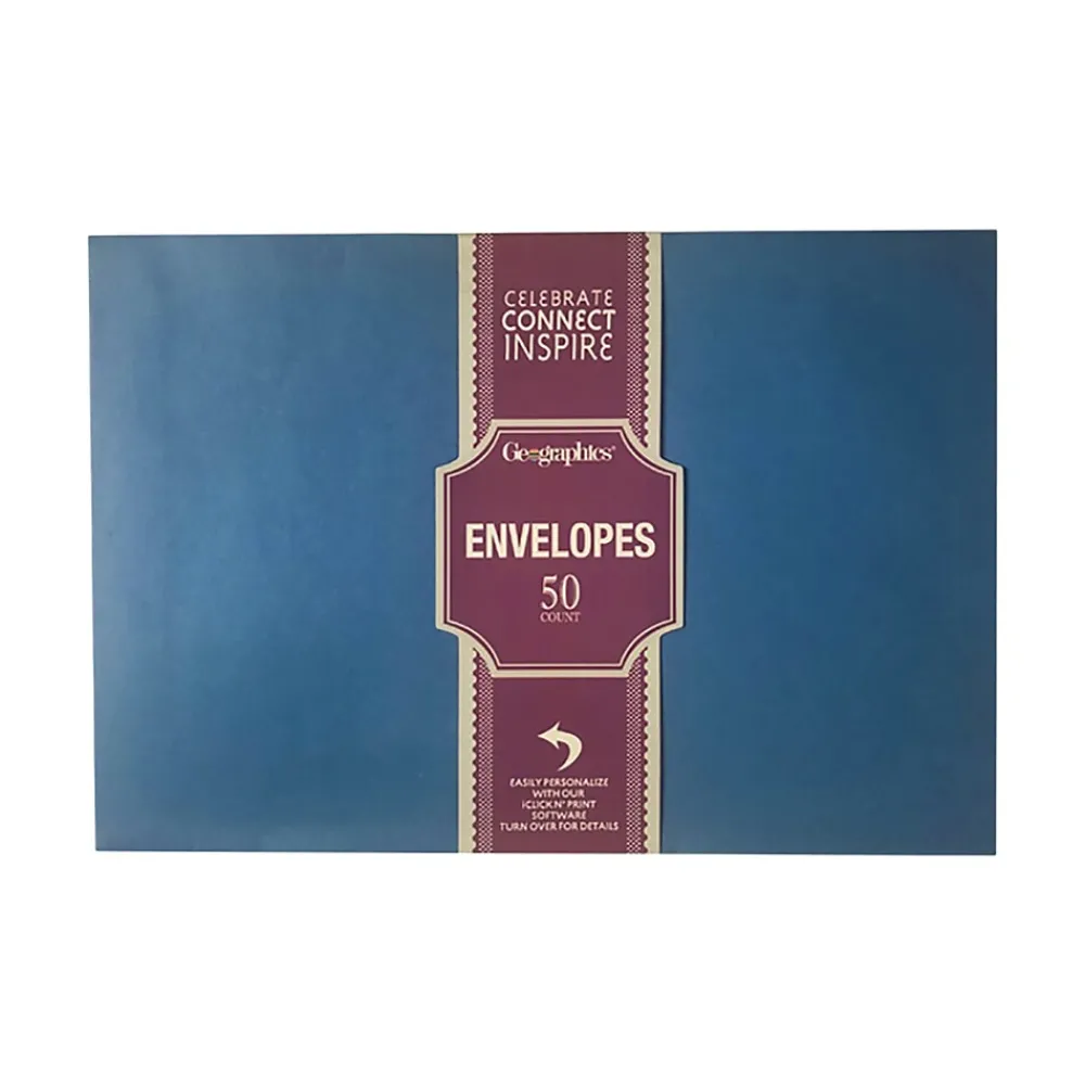Geographics Gummed A9 Greeting Card Envelopes, 5.75" x 8.75", Blue, 50/Pack (48463)