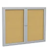 Bulletin*Ghent 4' H x 5' W Enclosed Natural Cork Bulletin Board with Satin Frame, 2 Door (PA24860K)
