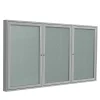 Bulletin*Ghent 4' H x 6' W Enclosed Vinyl Bulletin Board with Satin Frame, 3 Door, Silver (PA34872VX-193)