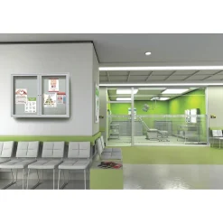 Bulletin*Ghent 3' H x 5' W Enclosed Vinyl Bulletin Board with Satin Frame, 2 Door (PA23660VX-181)