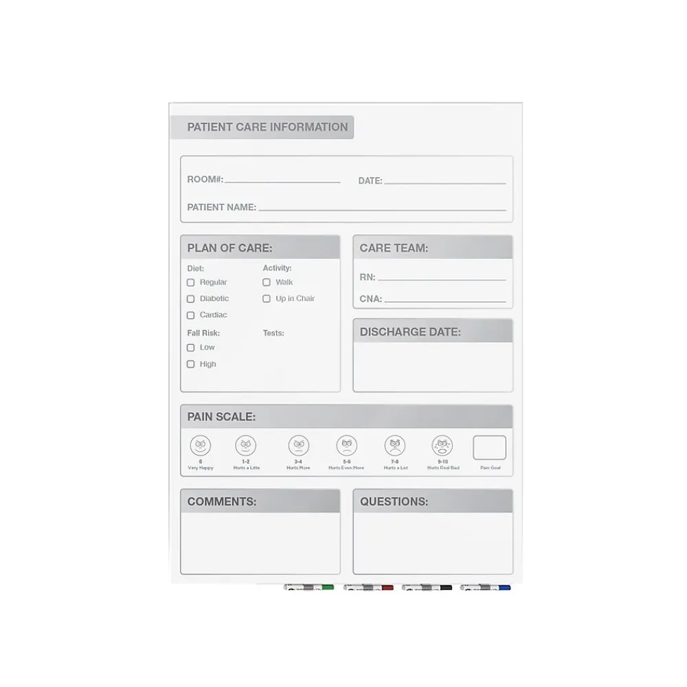 Dry Erase*Ghent Aria Patient Room Glass Dry-Erase Whiteboard, 24"H x 18"W (GRPARIASN11P-18)