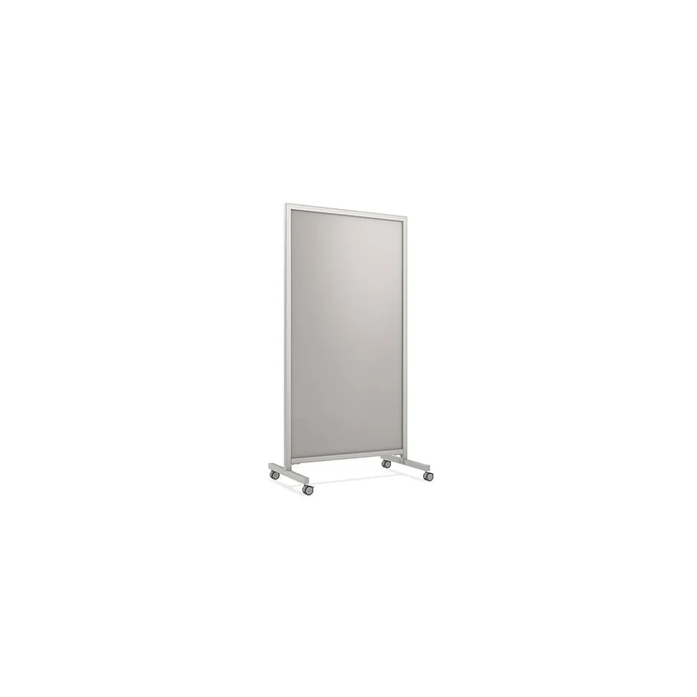 Dry Erase*Ghent EZ Glass Mobile Dry-Erase Whiteboard, Aluminum Frame, 75"H x 38"W (EZ1NA7538GY)