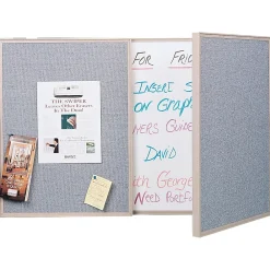 Dry Erase*Ghent VisuALL PC Whiteboard Cabinet with Fabric Bulletin Board Exterior Doors, Gray (41302)
