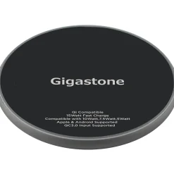 Qi Certified Fast Wireless Charging Pad, Black, (GS-GA-9700B-R)<Gigastone Best