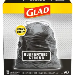 30 Gallon Large Drawstring Trash Bags, 90/Box (78952)<Glad Discount