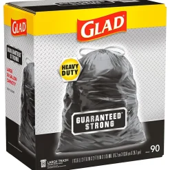 30 Gallon Large Drawstring Trash Bags, 90/Box (78952)<Glad Discount