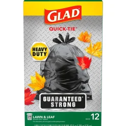 39 Gallon Lawn & Leaf Bags, Black, 12 Bags/Box (70028)<Glad