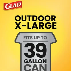 39 Gallon Lawn & Leaf Bags, Black, 12 Bags/Box (70028)<Glad