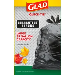 39 Gallon Lawn & Leaf Bags, Black, 12 Bags/Box (70028)<Glad