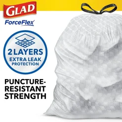 ForceFlex Tall Kitchen Drawstring Trash Bags, 13 Gallon, Fresh Clean scent with Febreze Freshness, 80/Box(78534)<Glad Best