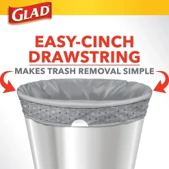 Medium Drawstring Trash Bags with Clorox, 8 Gallon, Grey, Lemon Fresh Bleach Scent, 26/Box(79316)<Glad Sale