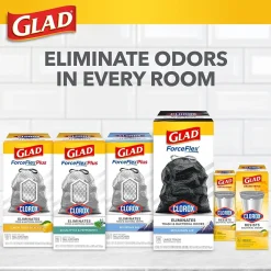 Medium Drawstring Trash Bags with Clorox, 8 Gallon, Grey, Lemon Fresh Bleach Scent, 26/Box(79316)<Glad Sale