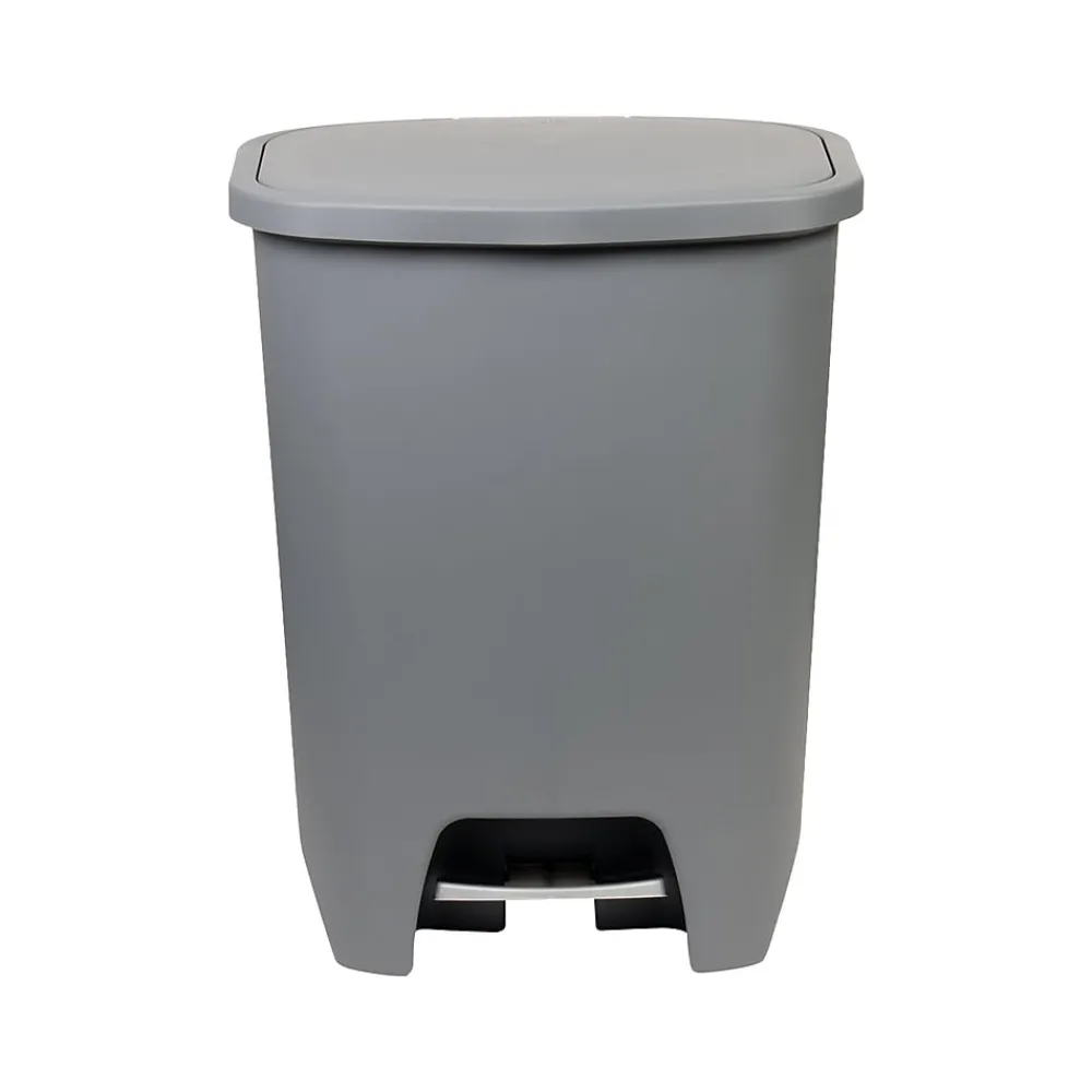 Plastic Step Trash Can, 20-Gallon, Gray (GLD-74231-1)<Glad Best