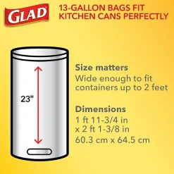 Quick-Tie Tall 13 Gallon Kitchen Trash Bags, 80/Box (60034)<Glad Discount