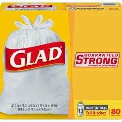 Quick-Tie Tall 13 Gallon Kitchen Trash Bags, 80/Box (60034)<Glad Discount