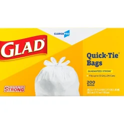 Quick-Tie Tall Kitchen Trash Bags, 13 Gallon, 200/Box (15931)<Glad Online