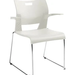 Folding & Stacking*Global Duet 6620 Polypropylene Stacking Chairs with Arms, Ivory Clouds, 4/Ct (TD6620CH-IVC)