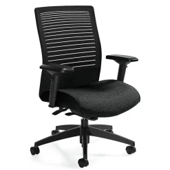 Office Chairs*Global Loover Quilt Fabric Mesh Medium Back Weight Sensing Synchro Tilter Chair, Black