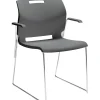Folding & Stacking*Global Popcorn 6710 Polypropylene Stack Chair with Arms, Shadow, 4/Pack (TD6710-PLT)
