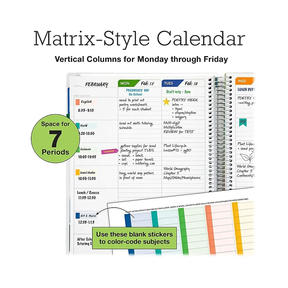 Academic Planners|Global Printed Products Deluxe 8.5" x 11" Teacher Academic Planner, Multicolor (DTP-0001-U22-S)