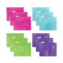 Hanging File Folders|Global Printed Products Deluxe Designer Watercolor Solid Heavy-Duty Hanging File Folders, Letter-Size, Assorted Colors