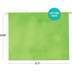 Hanging File Folders|Global Printed Products Deluxe Designer Watercolor Solid Heavy-Duty Hanging File Folders, Letter-Size, Assorted Colors