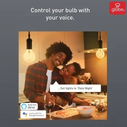 Globe Electric G25-Shape E26-Base Wi-Fi Dimmable Tunable Edison-Style 60-Watt-Equivalent Smart LED Light Bulb, White (34920)