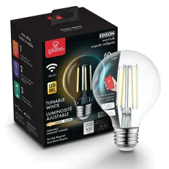 Globe Electric G25-Shape E26-Base Wi-Fi Dimmable Tunable Edison-Style 60-Watt-Equivalent Smart LED Light Bulb, White (34920)