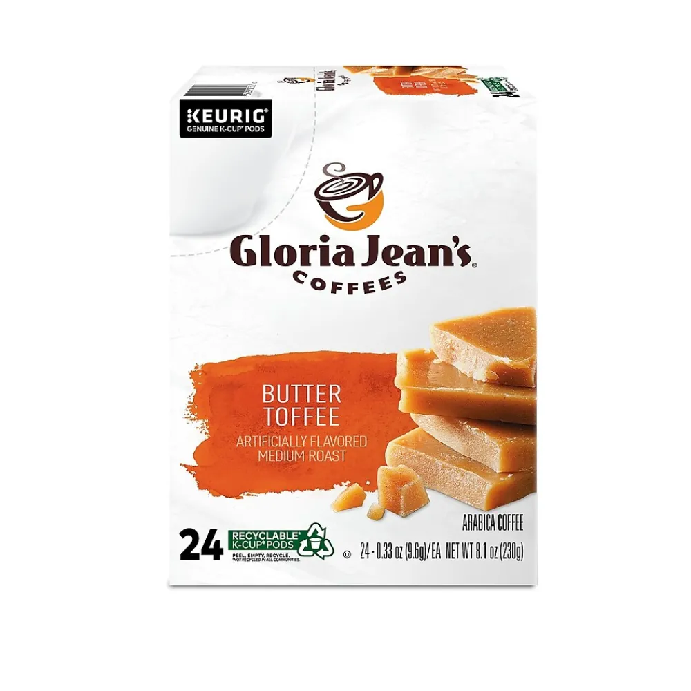 Gloria Jean's Coffees Butter Toffee Coffee, Keurig K-Cup Pod, Medium Roast, 96/Carton (60051-012CT)